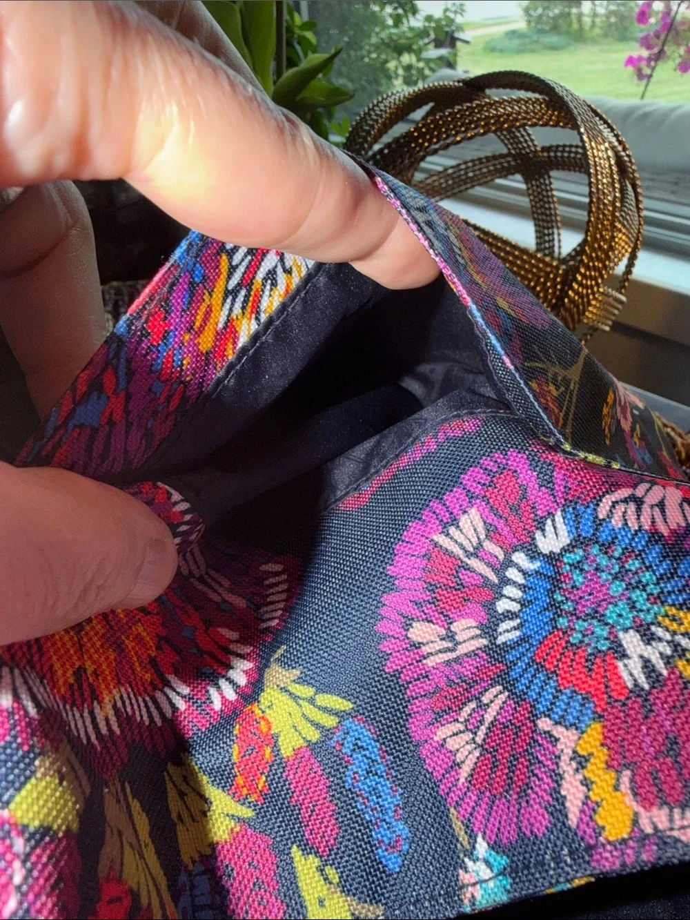 Vera Bradley Original Zip Hipster Crossbody Bag Black Multicolor Floral